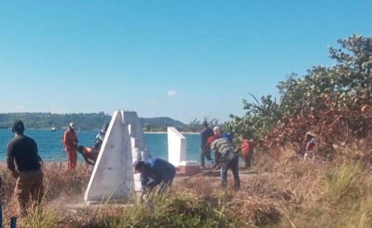 Manos voluntarias en la bahía de Mariel saludan el 26