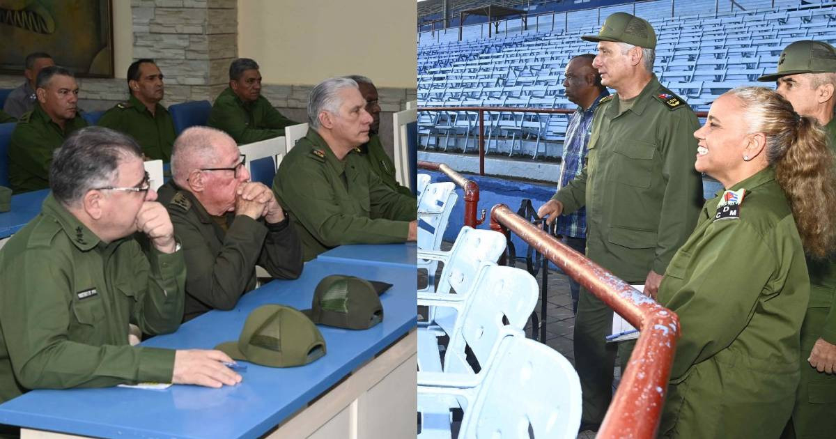 Díaz-Canel inspecciona planes de guerra en el Cerro, La Habana