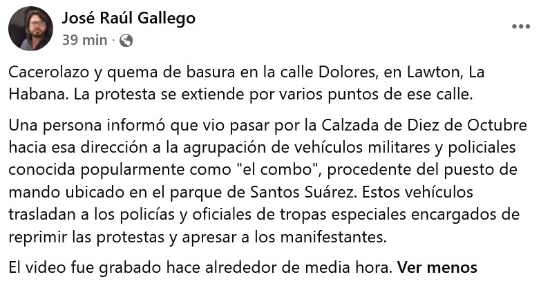 Cacerolazo y quema de basura en la calle Dolores, en Lawton, mientras el régimen moviliza tropas especiales – CiberCuba