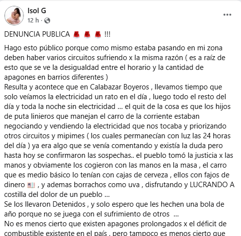 «Se la ponen a quien paga»: Madre cubana denuncia venta ilegal de electricidad en Calabazar