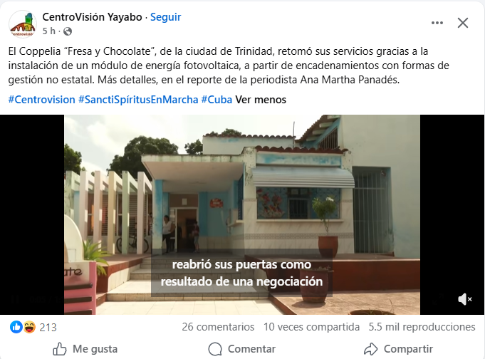 Rescatan un Coppelia en Trinidad con inversión privada
