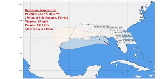 Se forma la depresión tropical Dos en el golfo de México