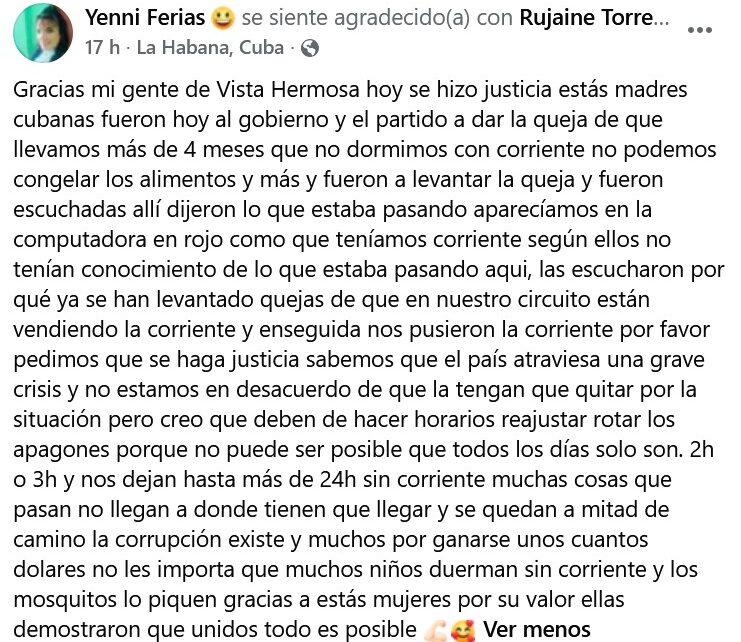 Madres cubanas denuncian corrupción en el suministro eléctrico y logran restablecer la corriente en Vista Hermosa, La Habana