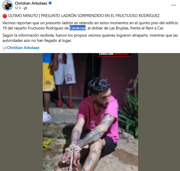 Vecinos de Cárdenas atrapan y atan a un presunto ladrón – CiberCuba