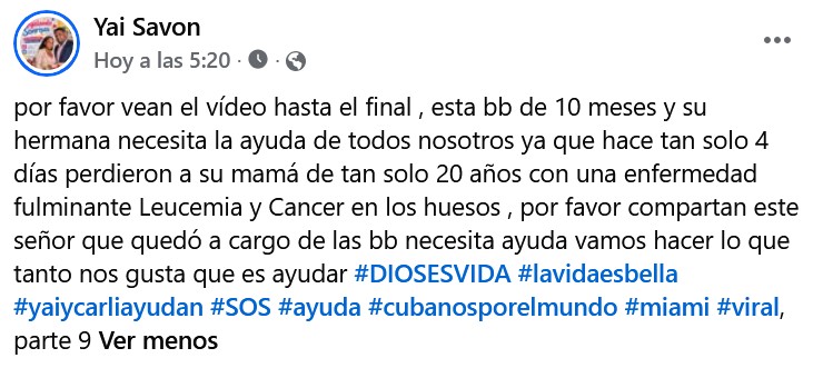 Abuelo pide ayuda para cuidar a sus dos nietas tras la muerte de su hija de 20 años en La Habana
