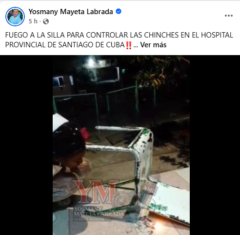 Enfermera le prende fuego a una silla para matar chinches en hospital de Santiago de Cuba