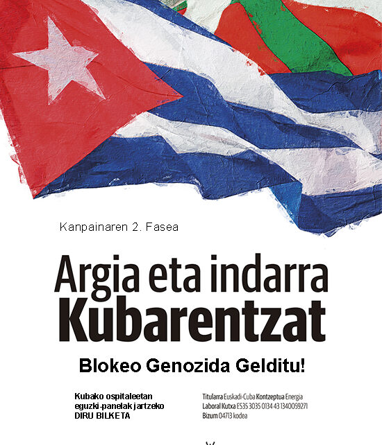 Campaña solidaria “Argia eta Indarra Kubarentzat. Contra el Bloqueo, Energía para Cuba» será visible en las 27 txosnas de la Semana Grande de Bilbao 2026 – Cubainformación