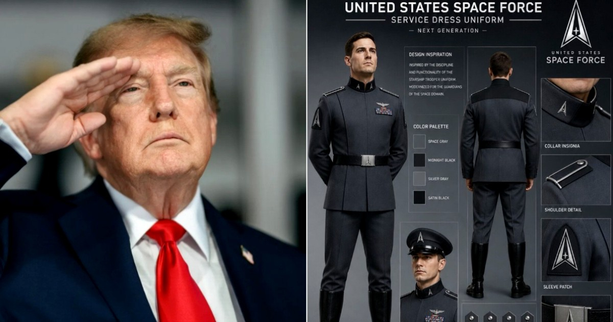 Trump presenta el nuevo uniforme de la Fuerza Espacial y las redes lo comparan con un traje nazi