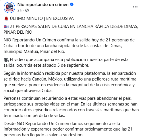 Una veintena de personas sale en lancha rápida desde Pinar del Río