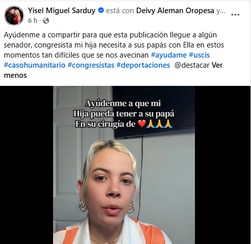 Esposa de cubano autodeportado suplica a congresistas una visa humanitaria para que su hija no enfrente sola su cuarta cirugía