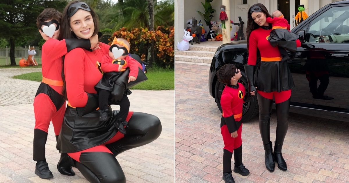 Nadia Ferreira activa sus superpoderes de mamá y se adelanta a Halloween con sus hijos