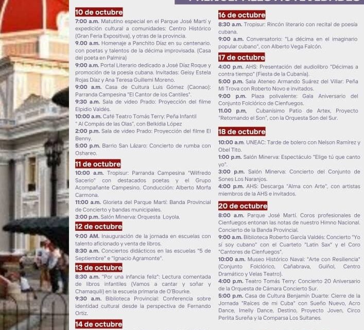 Cienfuegos se suma a las celebraciones por la Jornada de la Cultura Cubana