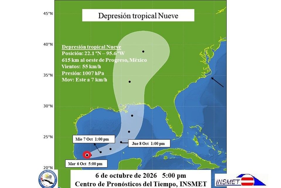 Se forma la depresión tropical Nueve en el Golfo de México