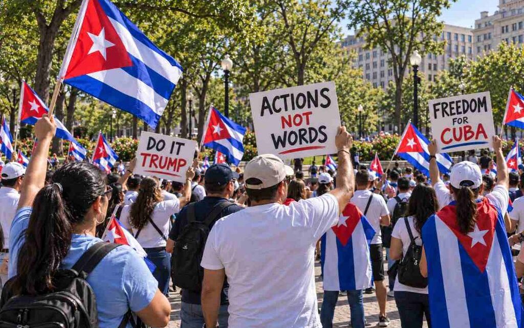 «Acciones y no palabras»: cubanos se movilizaron cerca de la Casa Blanca y exigen a Trump medidas por la libertad de Cuba – Cuba en Miami