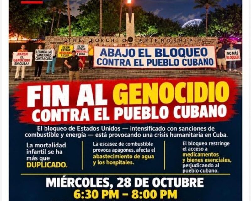 Bajo el lema “¡Abajo el bloqueo!”, Miami convoca una concentración por Cuba