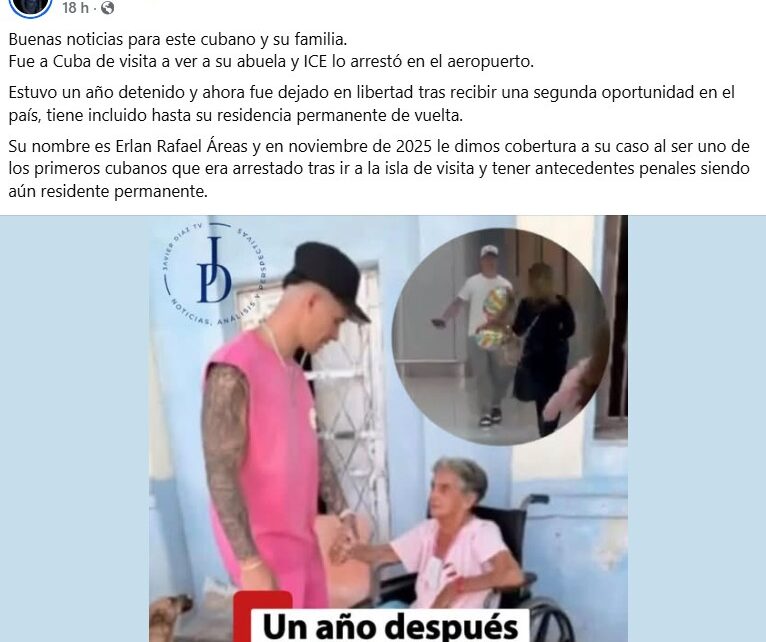 Cubano detenido por ICE tras viajar a Cuba a ver a su abuela enferma es liberado un año después